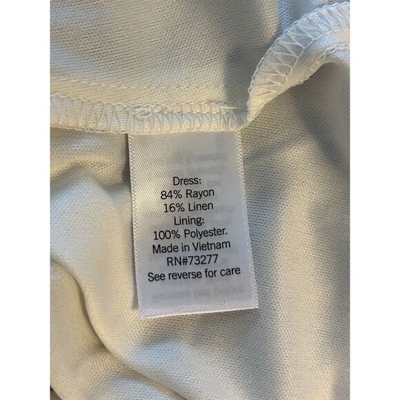 9 West Dress Large Linen Blend Button Front Blue White Resort Coastal Vacation - Picture 14 of 14